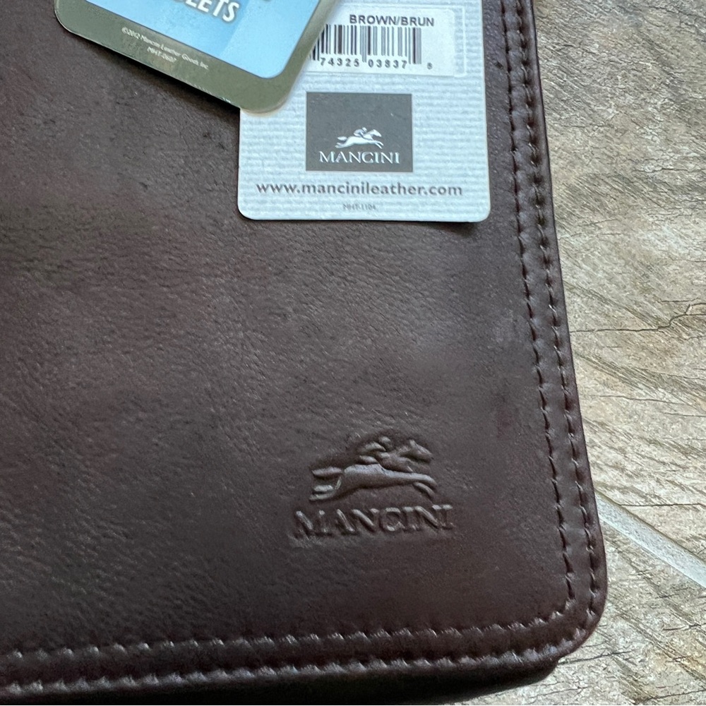 NWT! Mancini 100% Leather, Flap Messenger Bag for Laptops and Tablets, Brown - Picture 3 of 13